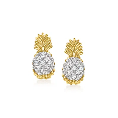 Rs Pure By Ross-simons Diamond Pineapple Stud Earrings In 14kt Yellow Gold