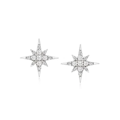 Rs Pure By Ross-simons Diamond Star Earrings In Sterling Silver In White