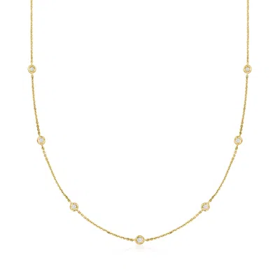 Rs Pure By Ross-simons Diamond Station Necklace In 14kt Yellow Gold In Multi