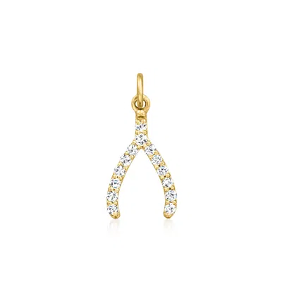 Rs Pure By Ross-simons Diamond Wishbone Charm In 14kt Yellow Gold