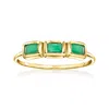 Rs Pure By Ross-simons Emerald 3-stone Ring In 14kt Yellow Gold In Green