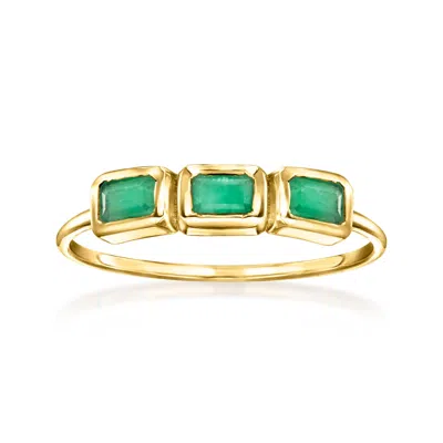 Rs Pure By Ross-simons Emerald 3-stone Ring In 14kt Yellow Gold In Green