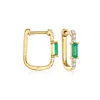 RS PURE BY ROSS-SIMONS EMERALD AND . DIAMOND PAPER CLIP LINK HOOP EARRINGS IN 14KT YELLOW GOLD