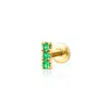 Rs Pure By Ross-simons Emerald Bar Flat-back Stud Earrings In 14kt Yellow Gold In Green