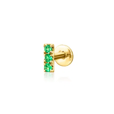 Rs Pure By Ross-simons Emerald Bar Flat-back Stud Earrings In 14kt Yellow Gold