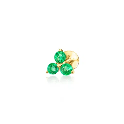 Rs Pure By Ross-simons Emerald Flat-back Stud Earrings In 14kt Yellow Gold