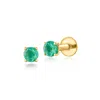 Rs Pure By Ross-simons Emerald Flat-back Stud Earrings In 14kt Yellow Gold In Gold