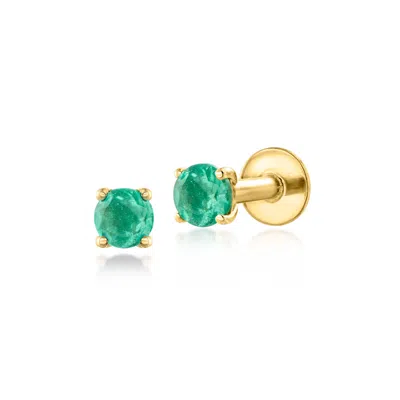 Rs Pure By Ross-simons Emerald Flat-back Stud Earrings In 14kt Yellow Gold