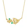 RS PURE BY ROSS-SIMONS EMERALD LILY OF THE VALLEY FLOWER NECKLACE IN 14KT YELLOW GOLD