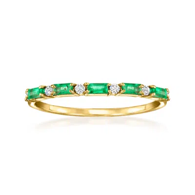 Rs Pure By Ross-simons Emerald Ring With Diamonds In 14kt Yellow Gold In Green