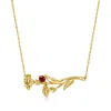 RS PURE BY ROSS-SIMONS GARNET CARNATION FLOWER NECKLACE IN 14KT YELLOW GOLD