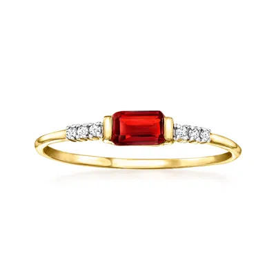 Rs Pure By Ross-simons Garnet Ring With Diamond Accents In 14kt Yellow Gold In Red