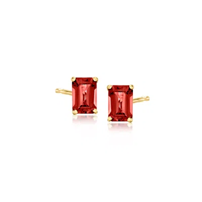 Rs Pure By Ross-simons Garnet Stud Earrings In 14kt Yellow Gold In Red