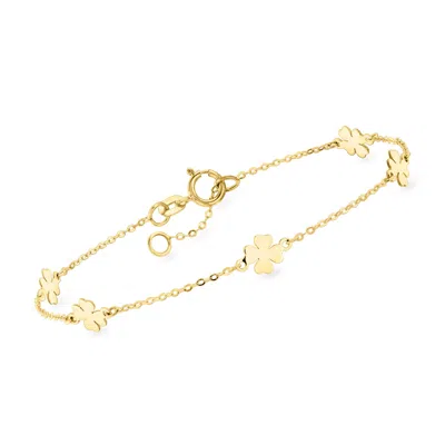 Rs Pure By Ross-simons Italian 10kt Yellow Gold Clover Station Bracelet