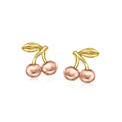 Rs Pure By Ross-simons Italian 14kt 2-tone Gold Cherry Stud Earrings In Multi