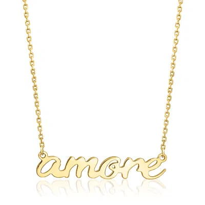 Rs Pure By Ross-simons Italian 14kt Yellow Gold "amore" Necklace