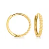 Rs Pure By Ross-simons Italian 14kt Yellow Gold Beaded Charm-compatible Huggie Hoop Earrings In Yellow