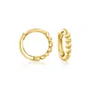 Rs Pure By Ross-simons Italian 14kt Yellow Gold Beaded Charm-compatible Huggie Hoop Earrings In Yellow