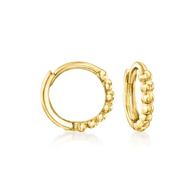 Rs Pure By Ross-simons Italian 14kt Yellow Gold Beaded Charm-compatible Huggie Hoop Earrings