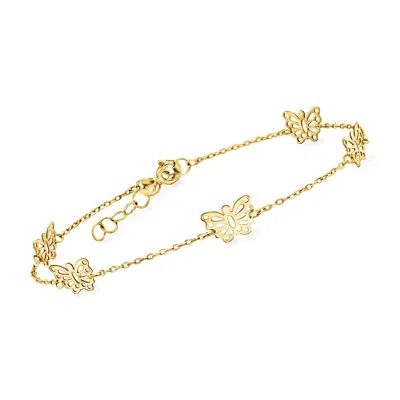 Rs Pure By Ross-simons Italian 14kt Yellow Gold Butterfly Station Bracelet In Multi