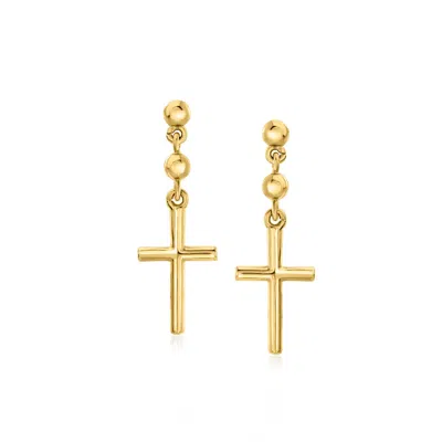 Rs Pure By Ross-simons Italian 14kt Yellow Gold Cross Drop Earrings