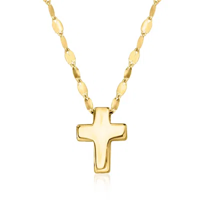Rs Pure By Ross-simons Italian 14kt Yellow Gold Cross Lumachina-chain Necklace In Multi