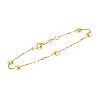 Rs Pure By Ross-simons Italian 14kt Yellow Gold Cube Station Bracelet