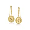 Rs Pure By Ross-simons Italian 14kt Yellow Gold Evil Eye Drop Earrings In Yellow