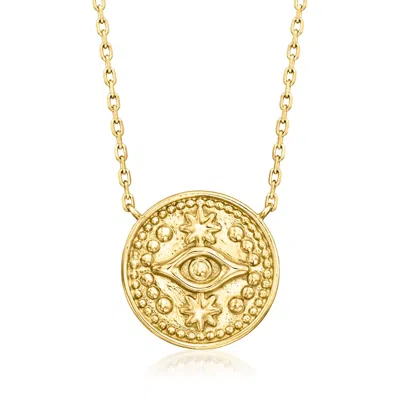 Rs Pure By Ross-simons Italian 14kt Yellow Gold Evil Eye Necklace In Multi