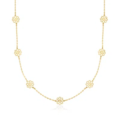 RS PURE BY ROSS-SIMONS ITALIAN 14KT YELLOW GOLD FLOWER STATION NECKLACE