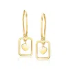 Rs Pure By Ross-simons Italian 14kt Yellow Gold Framed Heart Drop Earrings In Yellow