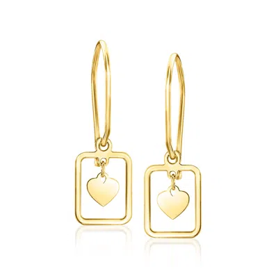 Rs Pure By Ross-simons Italian 14kt Yellow Gold Framed Heart Drop Earrings