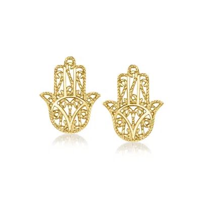 Rs Pure By Ross-simons Italian 14kt Yellow Gold Hamsa Earrings