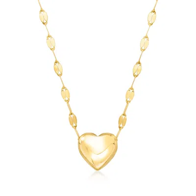 Rs Pure By Ross-simons Italian 14kt Yellow Gold Heart Lumachina-chain Necklace In Multi