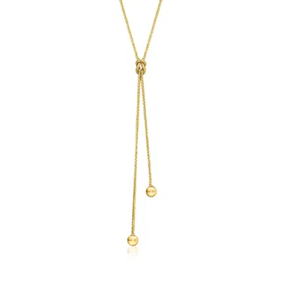 Rs Pure By Ross-simons Italian 14kt Yellow Gold Lariat Knot Necklace