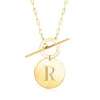 Rs Pure By Ross-simons Italian 14kt Yellow Gold Personalized Disc Toggle Paper Clip Link Necklace