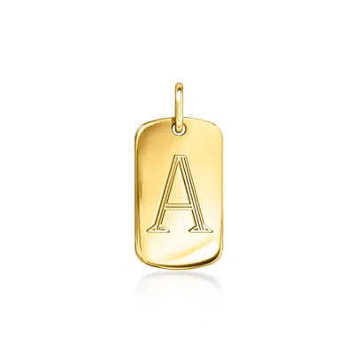 Rs Pure By Ross-simons Italian 14kt Yellow Gold Personalized Dog Tag Charm