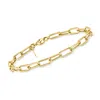 Rs Pure By Ross-simons Italian 14kt Yellow Gold Roped And Polished Paper Clip Link Bracelet In Multi