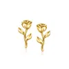 Rs Pure By Ross-simons Italian 14kt Yellow Gold Rose Flower Earrings In Gold