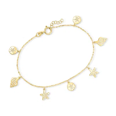 Rs Pure By Ross-simons Italian 14kt Yellow Gold Sea Life Station Bracelet
