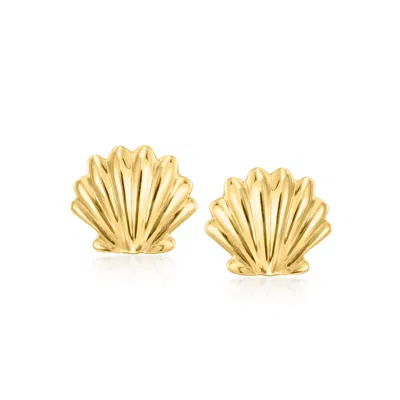 Rs Pure By Ross-simons Italian 14kt Yellow Gold Seashell Stud Earrings