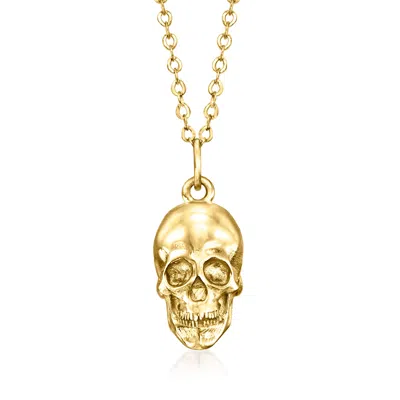 Rs Pure By Ross-simons Italian 14kt Yellow Gold Skull Pendant Necklace