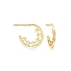 Rs Pure By Ross-simons Italian 14kt Yellow Gold Star C-hoop Earrings In Yellow