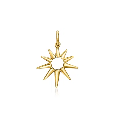 Rs Pure By Ross-simons Italian 14kt Yellow Gold Sun Charm In Gray