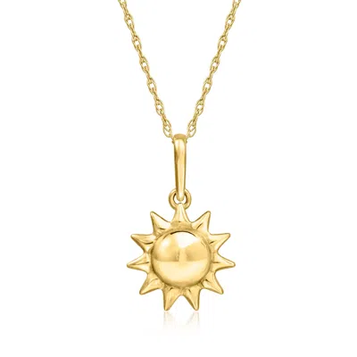 Rs Pure By Ross-simons Italian 14kt Yellow Gold Sun Pendant Necklace