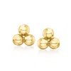 Rs Pure By Ross-simons Italian 14kt Yellow Gold Triple-bead Stud Earrings In Yellow