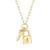 Rs Pure By Ross-simons Italian 18kt Gold Over Sterling Lock And Key Paper Clip Link Necklace In Gold