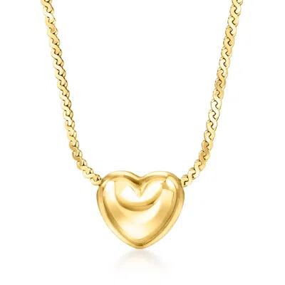 Rs Pure By Ross-simons Italian 18kt Gold Over Sterling Puffed Heart Necklace