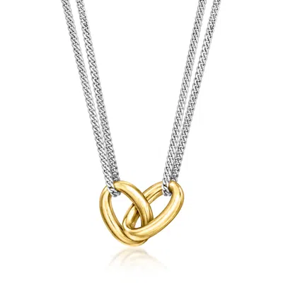 Rs Pure By Ross-simons Italian 18kt Gold Vermeil And Sterling Silver Interlocking Oval Necklace In Metallic