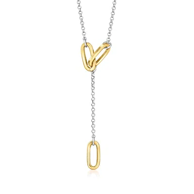 Rs Pure By Ross-simons Italian 18kt Gold Vermeil And Sterling Silver Oval-link Y-necklace In Metallic